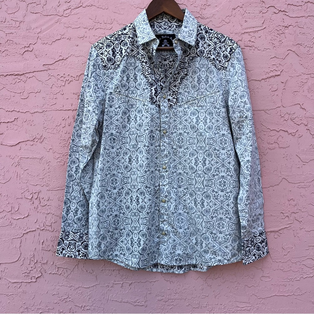 Rock Roll n Soul Button Up Shirt Inside Out Western All Over Print Pearl Snap